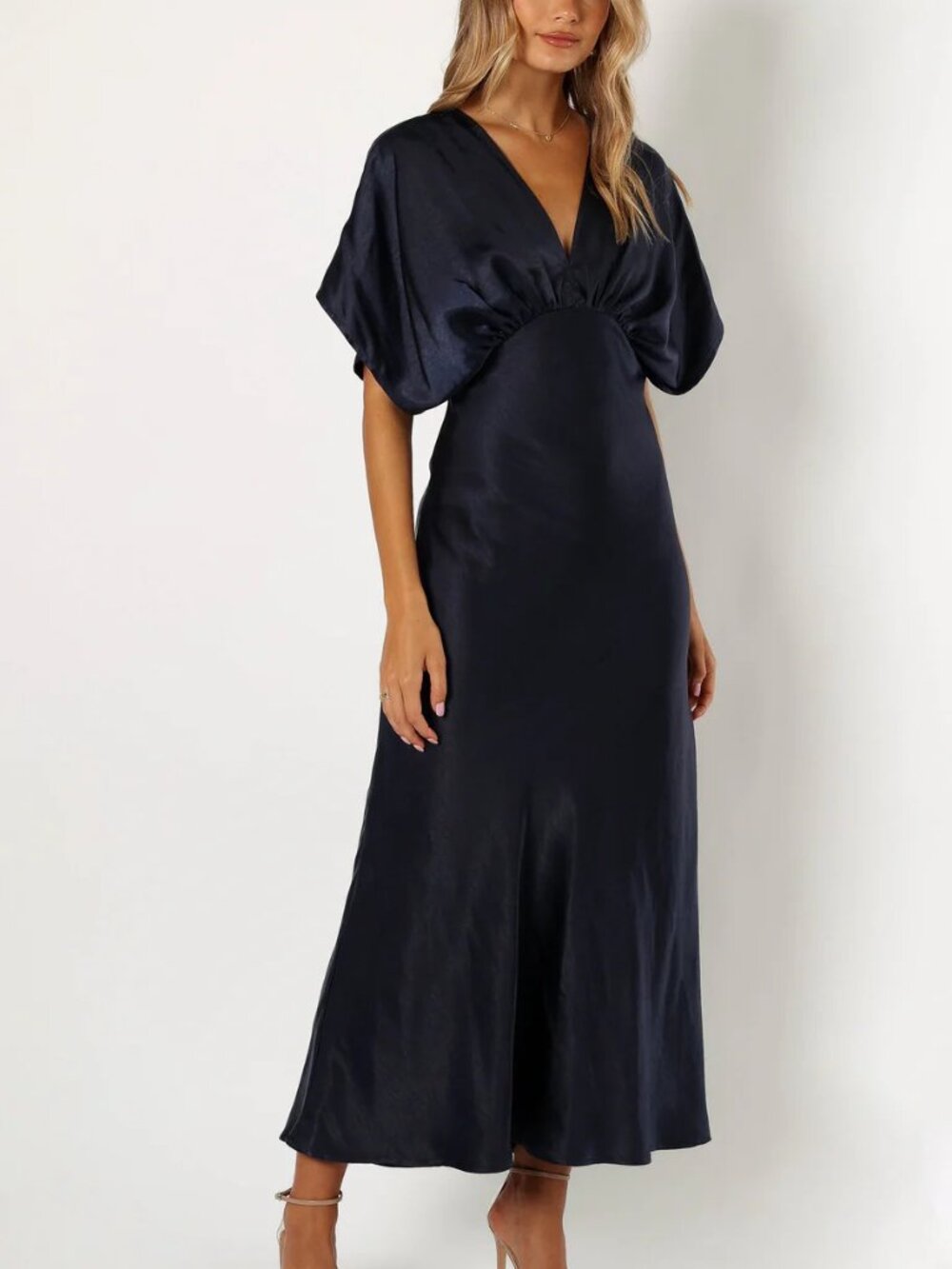 ✨Petal & Pup Ricki Maxi Dress Midnight Indigo Satin Medium NWT